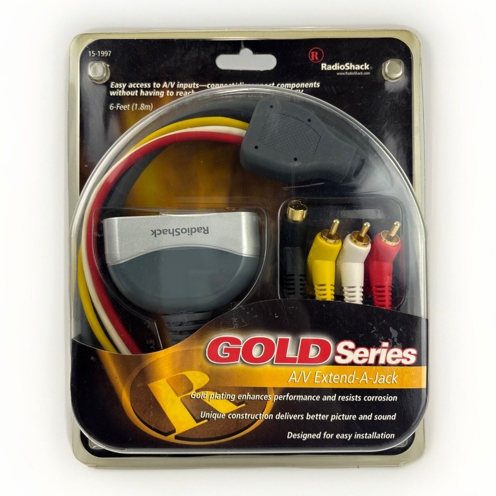 A/V Extend-A-Jack Gold Series 6ft by RadioShack Easy Access To A/V Inputs New